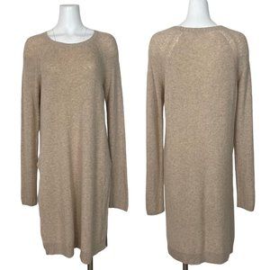 Anthropologie Moth Pasadena Split Sweater Tunic L Long Sleeves Side Slits Beige